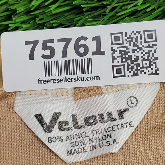 Vintage 70s MOD Velour Sweater M/L 21x23 Beige Cropped USA - Picture 5 of 11